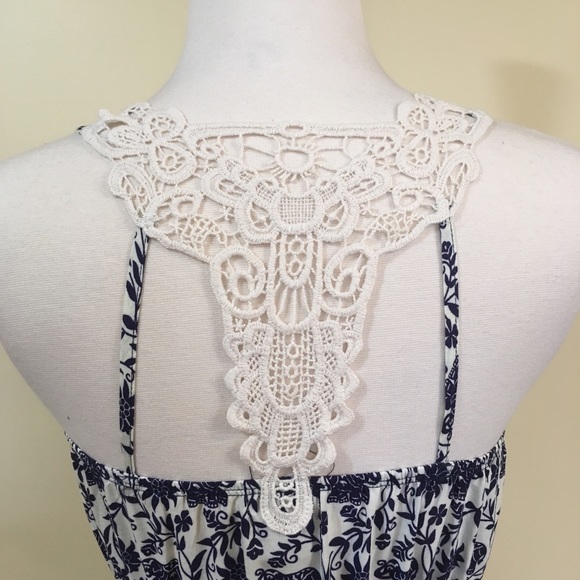 Crochet Lace Racerback Floral Fit and Flare Dress - Picture 7 of 8